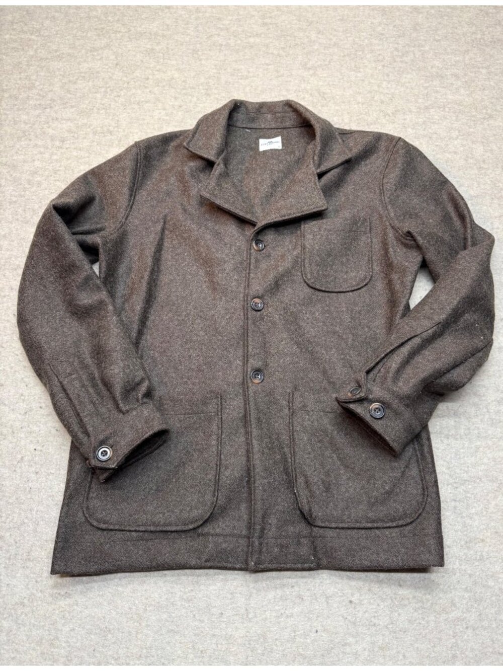John Henric Brown Wool Blend Button Down Outerwear Jacket Men's Medium